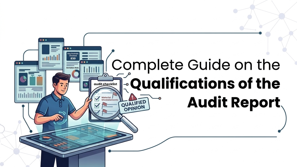 vector image representing complete guide on the qualification of the audit report